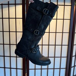 Women's Tall Black Buckle Boots